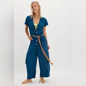 Free People Hit The Coast Coveralls in Sailor Blue